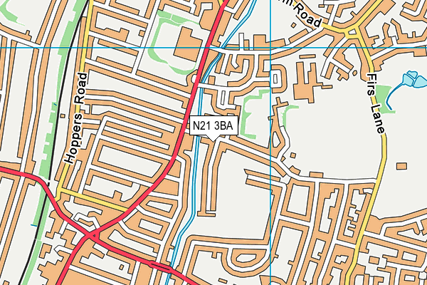 N21 3BA map - OS VectorMap District (Ordnance Survey)