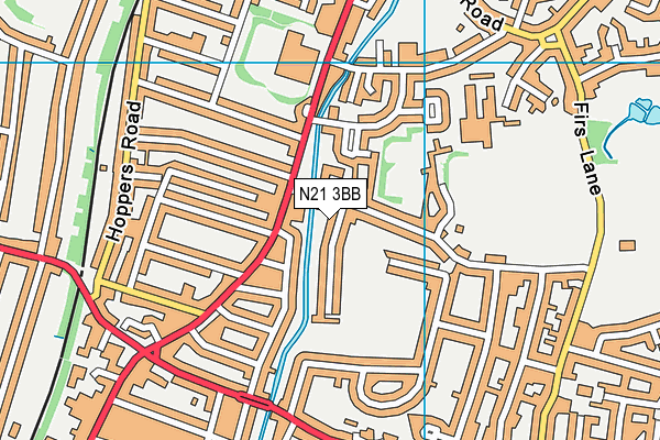 N21 3BB map - OS VectorMap District (Ordnance Survey)