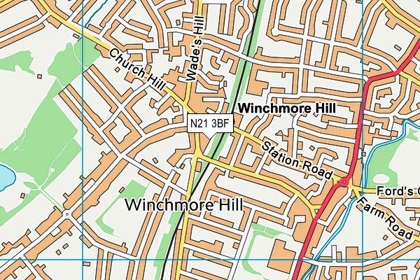N21 3BF map - OS VectorMap District (Ordnance Survey)