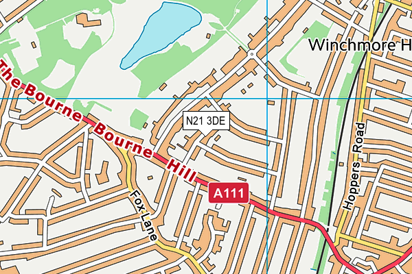 N21 3DE map - OS VectorMap District (Ordnance Survey)