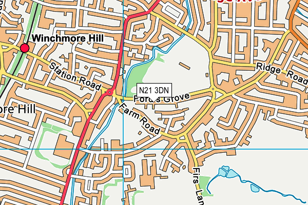 N21 3DN map - OS VectorMap District (Ordnance Survey)