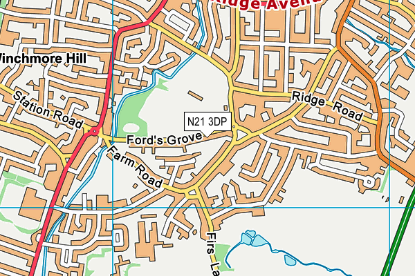 N21 3DP map - OS VectorMap District (Ordnance Survey)