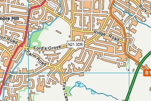 N21 3DR map - OS VectorMap District (Ordnance Survey)