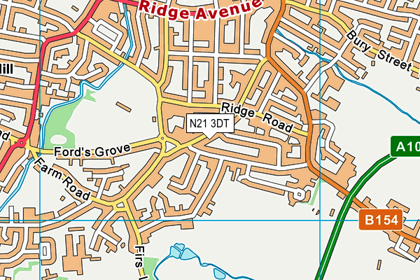 N21 3DT map - OS VectorMap District (Ordnance Survey)