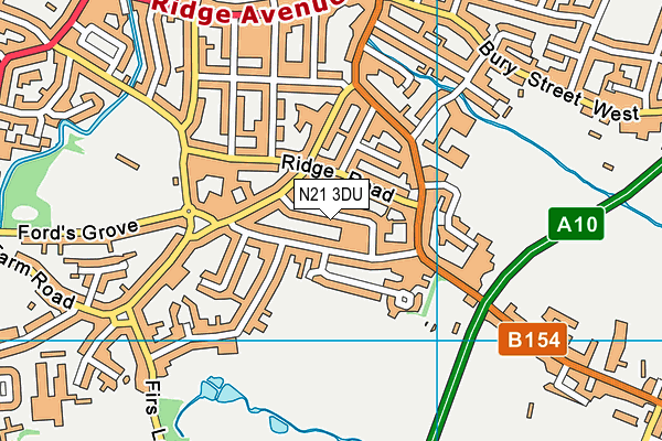 N21 3DU map - OS VectorMap District (Ordnance Survey)