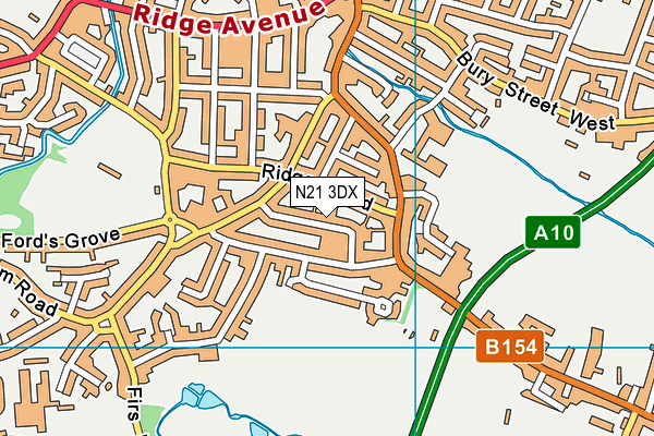 N21 3DX map - OS VectorMap District (Ordnance Survey)