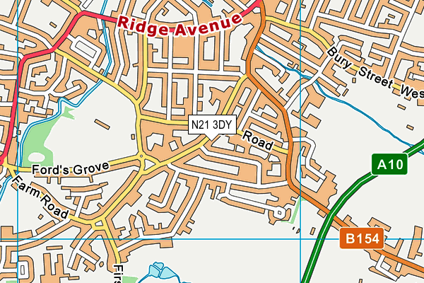 N21 3DY map - OS VectorMap District (Ordnance Survey)