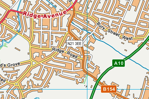 N21 3EE map - OS VectorMap District (Ordnance Survey)