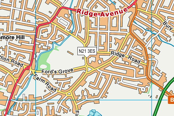 N21 3ES map - OS VectorMap District (Ordnance Survey)