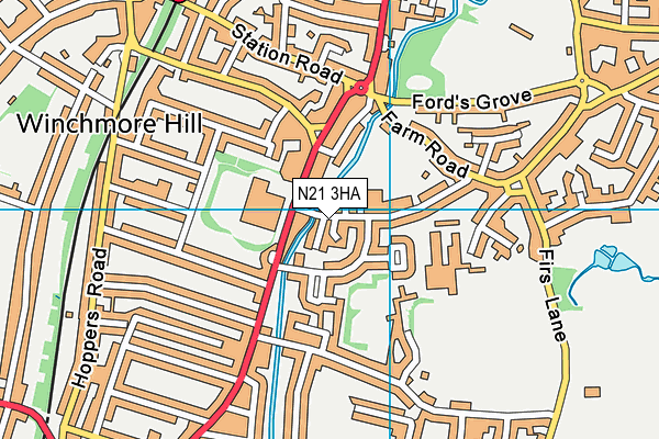 N21 3HA map - OS VectorMap District (Ordnance Survey)