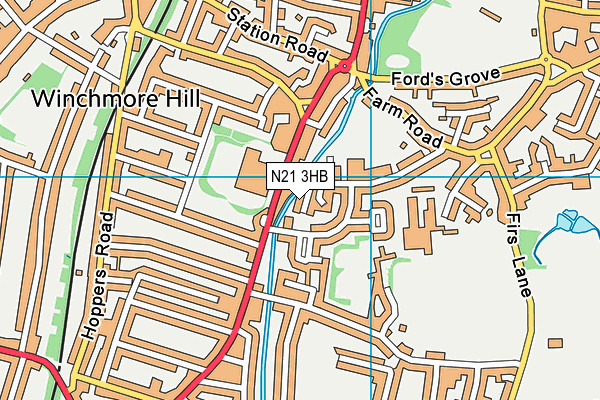 N21 3HB map - OS VectorMap District (Ordnance Survey)