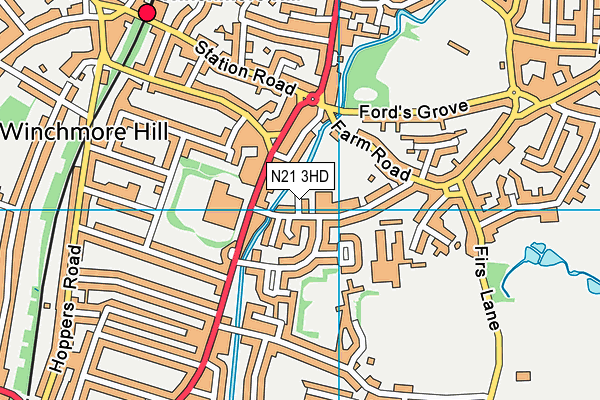 N21 3HD map - OS VectorMap District (Ordnance Survey)