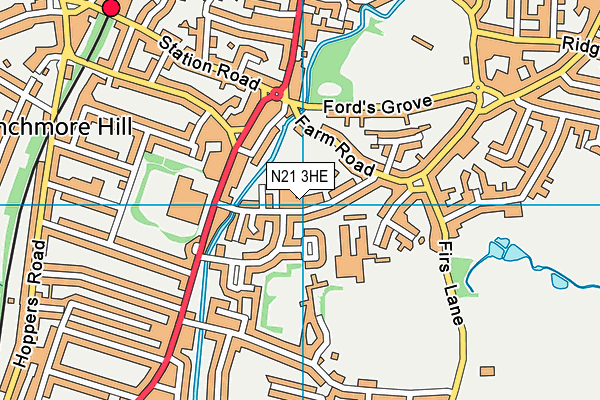 Highfield Primary School map (N21 3HE) - OS VectorMap District (Ordnance Survey)