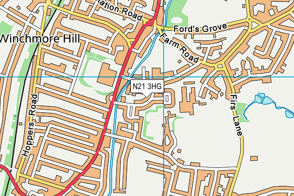 N21 3HG map - OS VectorMap District (Ordnance Survey)
