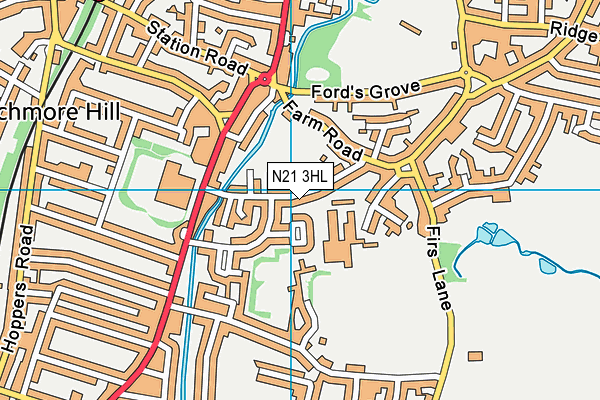 N21 3HL map - OS VectorMap District (Ordnance Survey)