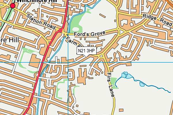 N21 3HP map - OS VectorMap District (Ordnance Survey)