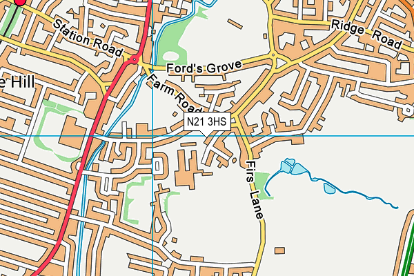 N21 3HS map - OS VectorMap District (Ordnance Survey)