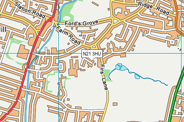 N21 3HU map - OS VectorMap District (Ordnance Survey)