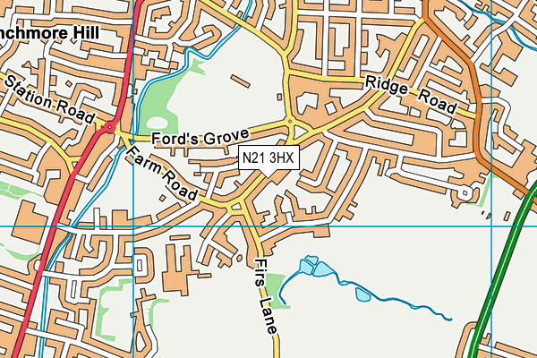 N21 3HX map - OS VectorMap District (Ordnance Survey)