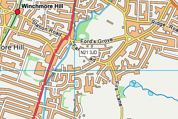 N21 3JD map - OS VectorMap District (Ordnance Survey)