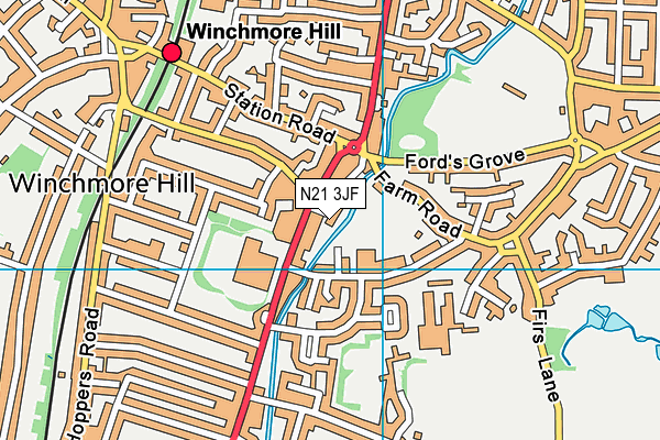 N21 3JF map - OS VectorMap District (Ordnance Survey)