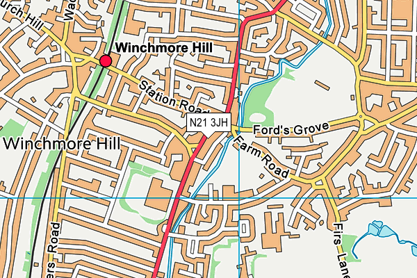 N21 3JH map - OS VectorMap District (Ordnance Survey)