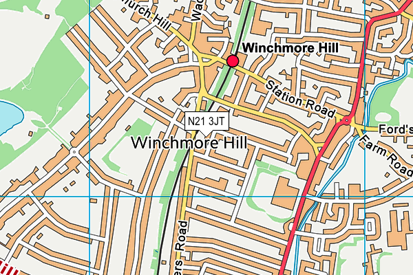 N21 3JT map - OS VectorMap District (Ordnance Survey)