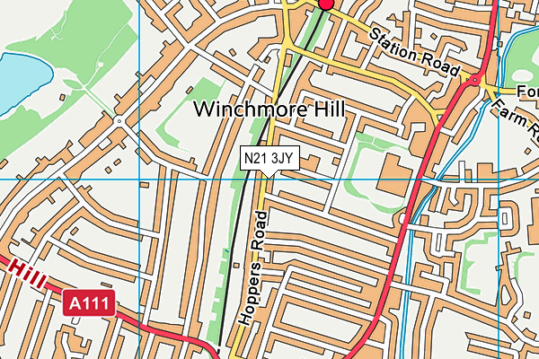 N21 3JY map - OS VectorMap District (Ordnance Survey)