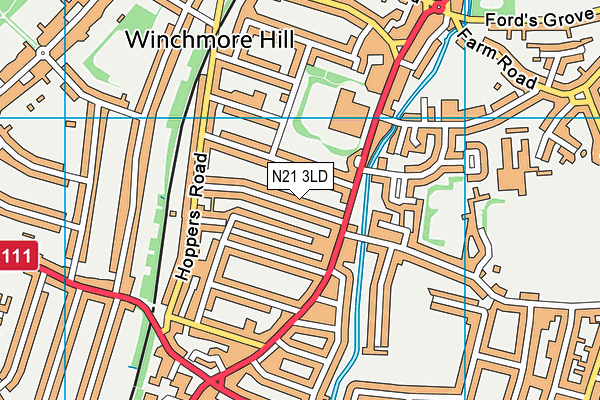 N21 3LD map - OS VectorMap District (Ordnance Survey)