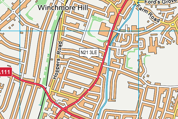 N21 3LE map - OS VectorMap District (Ordnance Survey)