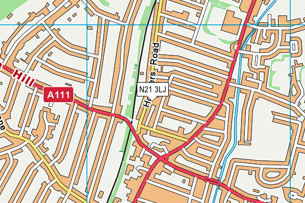 N21 3LJ map - OS VectorMap District (Ordnance Survey)