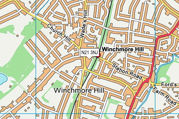 N21 3NJ map - OS VectorMap District (Ordnance Survey)