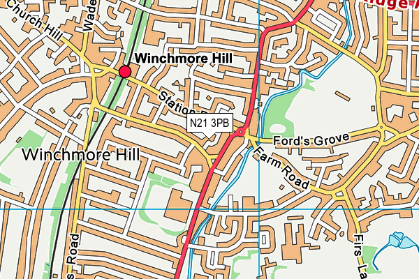 N21 3PB map - OS VectorMap District (Ordnance Survey)