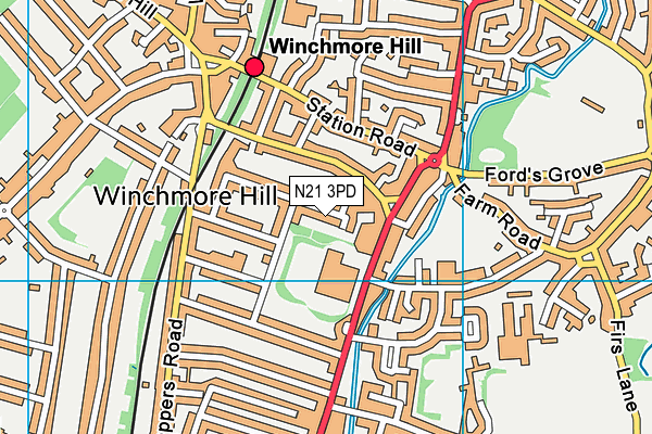 N21 3PD map - OS VectorMap District (Ordnance Survey)