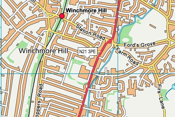 N21 3PE map - OS VectorMap District (Ordnance Survey)