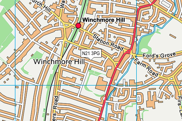 N21 3PG map - OS VectorMap District (Ordnance Survey)