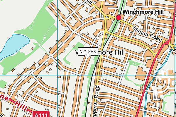 N21 3PX map - OS VectorMap District (Ordnance Survey)