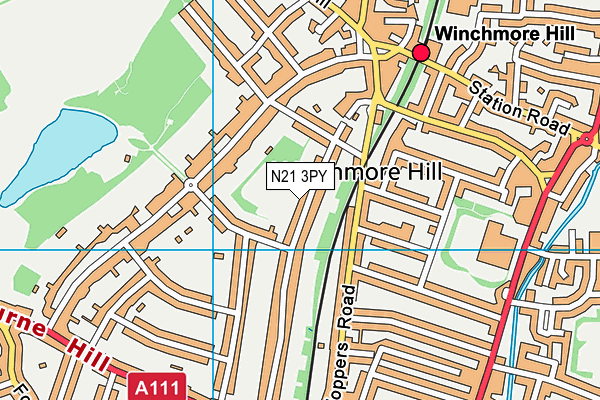 N21 3PY map - OS VectorMap District (Ordnance Survey)