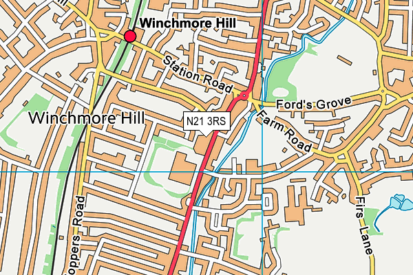 N21 3RS map - OS VectorMap District (Ordnance Survey)