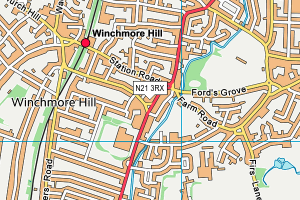 N21 3RX map - OS VectorMap District (Ordnance Survey)