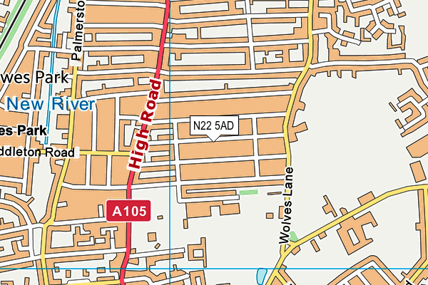 N22 5AD map - OS VectorMap District (Ordnance Survey)