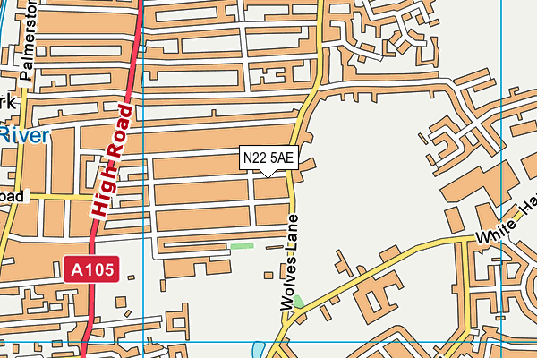 N22 5AE map - OS VectorMap District (Ordnance Survey)