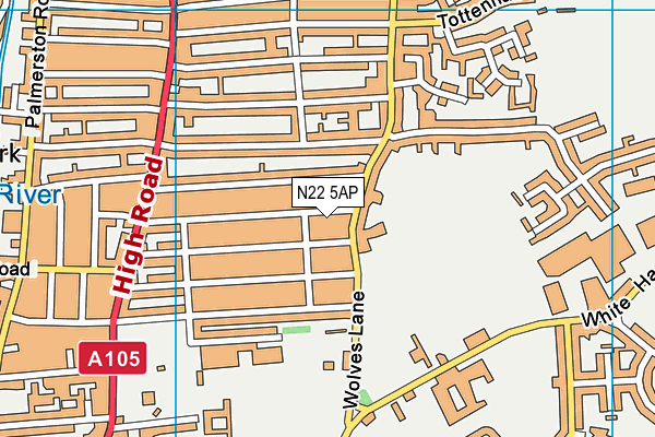 N22 5AP map - OS VectorMap District (Ordnance Survey)