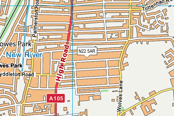 N22 5AR map - OS VectorMap District (Ordnance Survey)