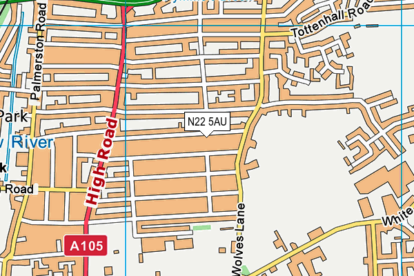 N22 5AU map - OS VectorMap District (Ordnance Survey)