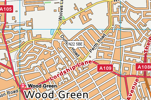 N22 5BE map - OS VectorMap District (Ordnance Survey)
