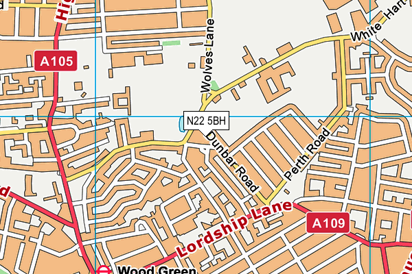 N22 5BH map - OS VectorMap District (Ordnance Survey)