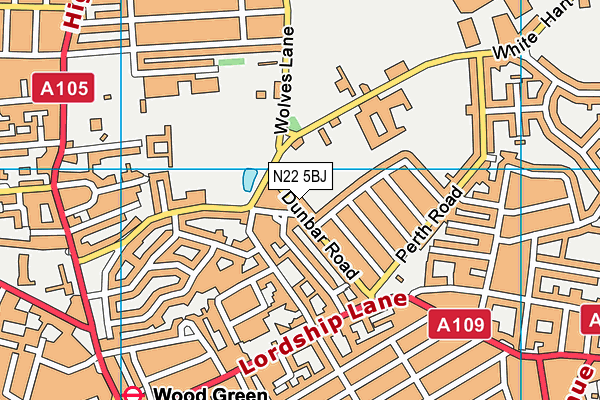 N22 5BJ map - OS VectorMap District (Ordnance Survey)
