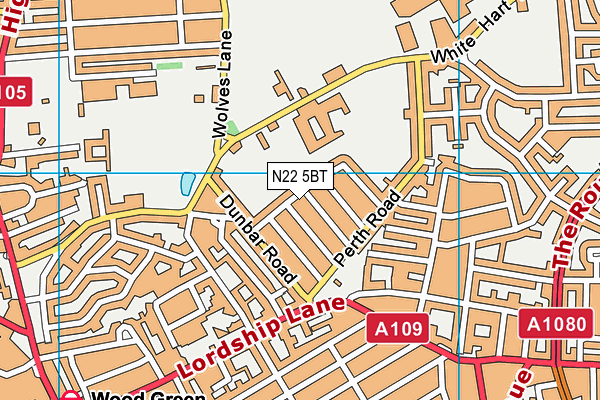 N22 5BT map - OS VectorMap District (Ordnance Survey)