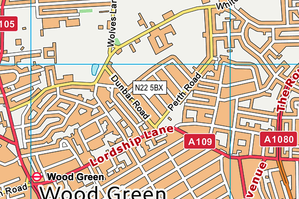 N22 5BX map - OS VectorMap District (Ordnance Survey)